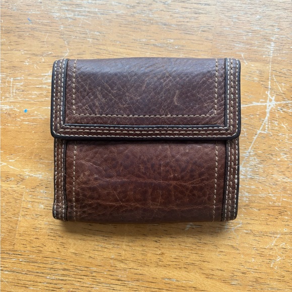 Coach Vintage Brown Leather Wallet with Buckle, Y2K Coach - Picture 3 of 12